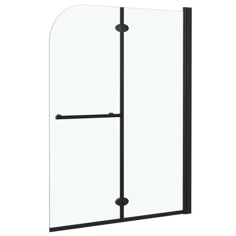 Douchewand inklapbaar 2 panelen 95x140 cm ESG zwart 3