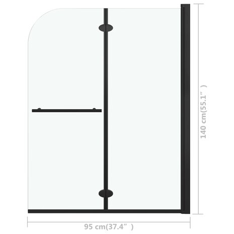 Douchewand inklapbaar 2 panelen 95x140 cm ESG zwart 7