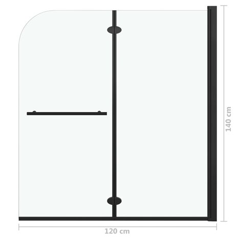 Douchewand inklapbaar 2 panelen 120x140 cm ESG zwart 7