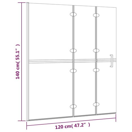 Douchewand inklapbaar 120x140 cm ESG wit 7