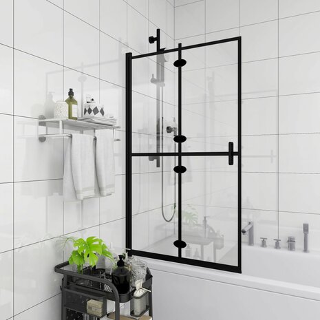 Douchewand inklapbaar 80x140 cm ESG zwart 3