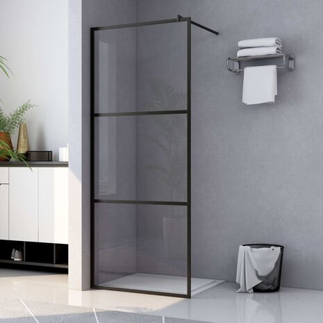 Inloopdouchewand transparant 80x195 cm ESG-glas zwart 1