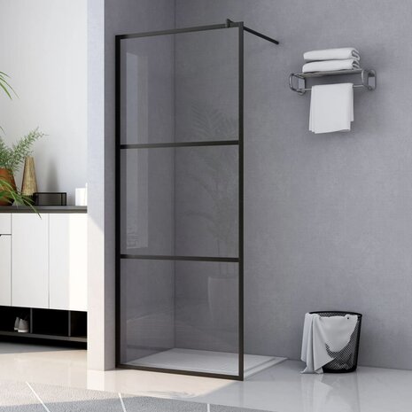 Inloopdouchewand transparant 100x195 cm ESG-glas zwart 1