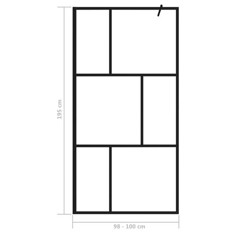 Inloopdouchewand 100x195 cm gehard glas zwart 7