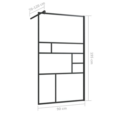 Inloopdouchewand 90x195 cm ESG-glas transparant en zwart 6