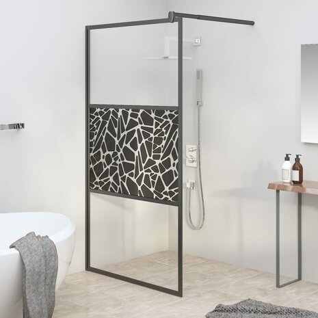 Inloopdouchewand met stenenmotief 100x195 cm ESG-glas zwart 1