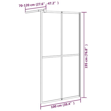 Inloopdouchescherm 100x195 cm donker gehard glas 7
