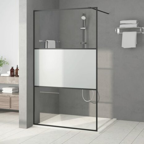 Inloopdouchewand 115x195 cm halfmat ESG-glas zwart 1