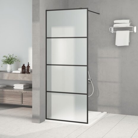 Inloopdouchewand 80x195 cm mat ESG-glas zwart 1