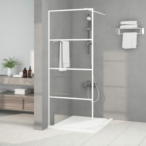 Inloopdouchewand 80x195 cm transparant ESG-glas wit 1