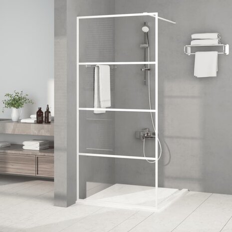 Inloopdouchewand 90x195 cm transparant ESG-glas wit 1