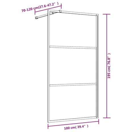 Inloopdouchewand transparant 100x195 cm ESG-glas rood 7