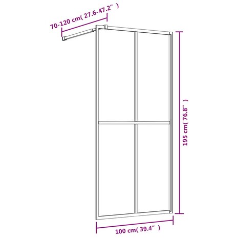 Inloopdouchewand transparant 100x195 cm ESG-glas rood 7