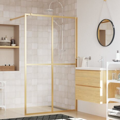Inloopdouchewand transparant 118x195 cm ESG-glas goudkleurig 1