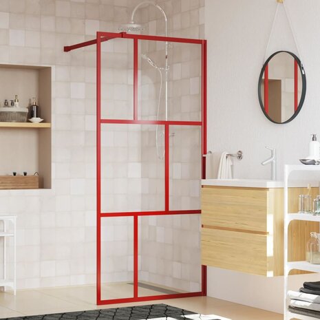 Inloopdouchewand transparant 80x195 cm ESG-glas rood 1