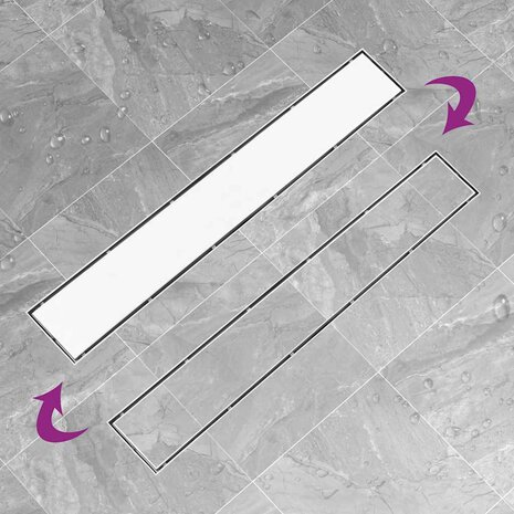 Doucheafvoer met 2-in-1 deksel 83x14 cm roestvrij staal 4