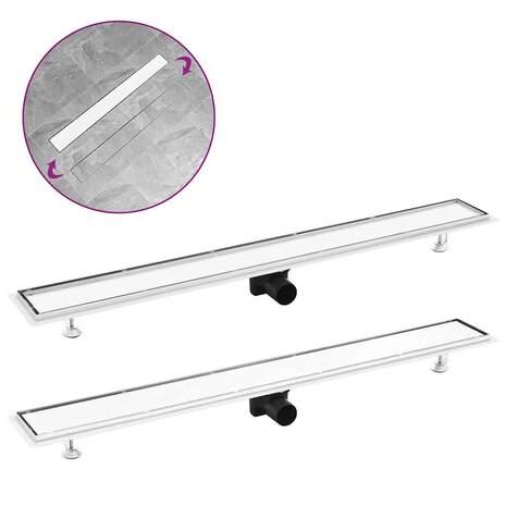 Doucheafvoer met 2-in-1 deksel 103x14 cm roestvrij staal 1