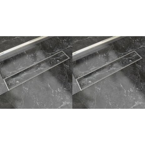Doucheafvoer 2 st rechthoekig 630x140 mm roestvrij staal 1