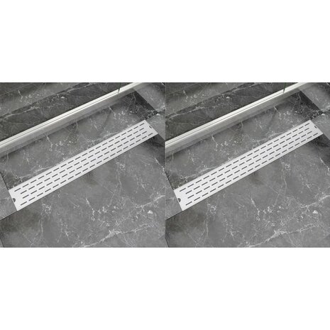 Doucheafvoer 2 st rechthoekig lijn 830x140 mm roestvrij staal 1