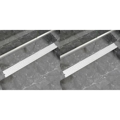 Doucheafvoer 2 st rechthoekig bubbel 1030x140mm roestvrij staal 1