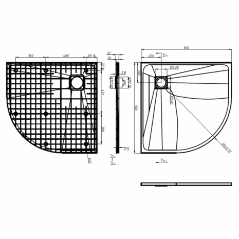 Douchebak 90x90 cm SMC wit 8