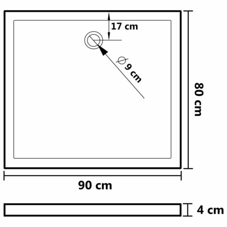 Douchebak rechthoekig 80x90 cm ABS wit 7