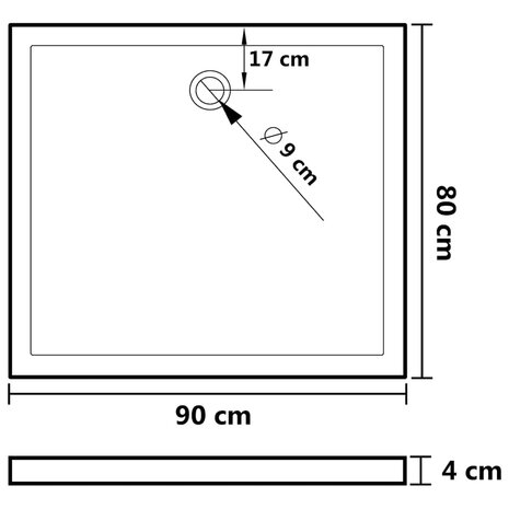 Douchebak rechthoekig 80x90 cm ABS wit 8