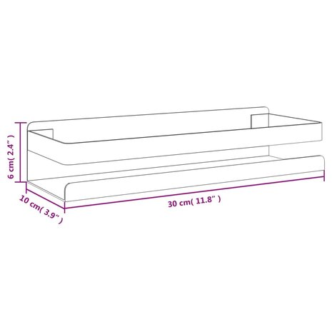 Doucherekje 30x10x6 cm geborsteld 304 roestvrij staal matzwart 8