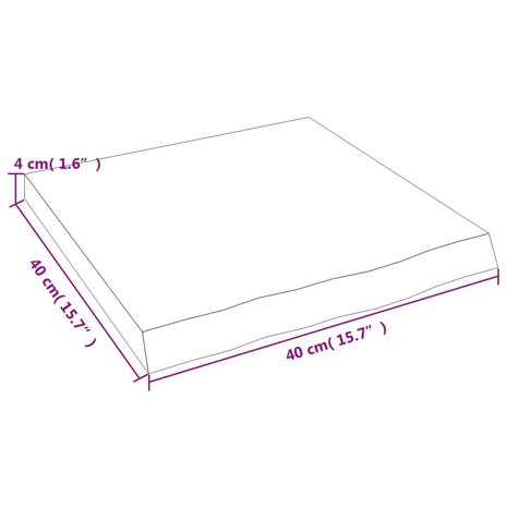 Wastafelblad 40x40x(2-4) cm behandeld massief hout lichtbruin 8