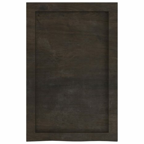 Wastafelblad 40x60x(2-6) cm behandeld massief hout donkerbruin 4