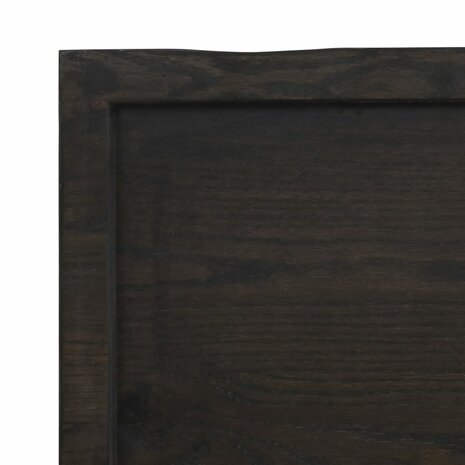 Wastafelblad 60x30x(2-6) cm behandeld massief hout donkerbruin 6