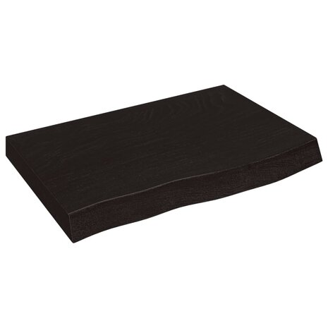 Wastafelblad 60x50x(2-4) cm behandeld massief hout donkerbruin 2
