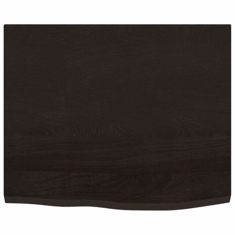 Wastafelblad 60x50x(2-6) cm behandeld massief hout donkerbruin 3