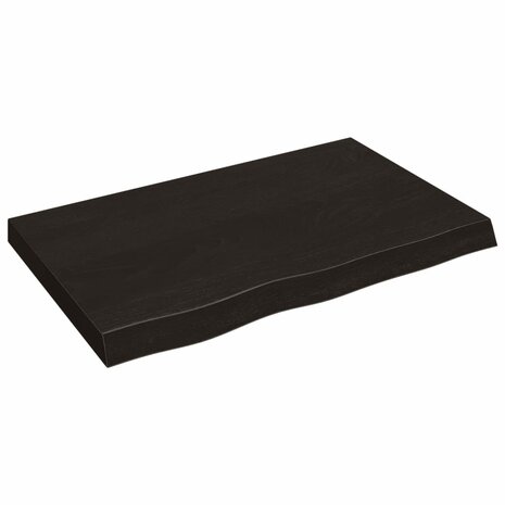 Wastafelblad 80x60x2 cm behandeld massief hout donkerbruin 2
