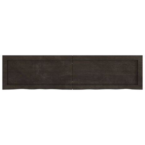 Wastafelblad 120x30x(2-4) cm behandeld massief hout donkerbruin 4