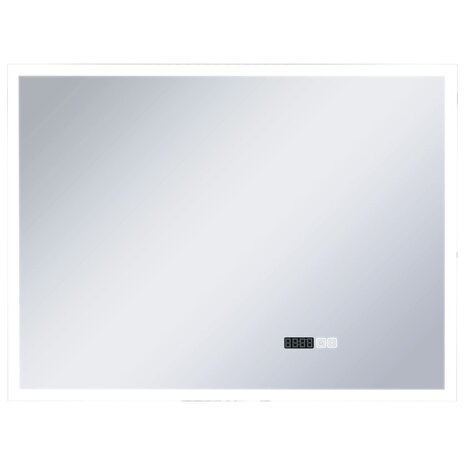Badkamerspiegel LED met aanraaksensor en tijdweergave 80x60 cm 2