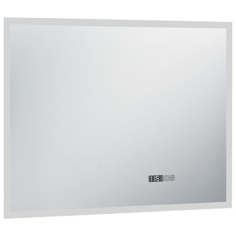 Badkamerspiegel LED met aanraaksensor en tijdweergave 80x60 cm 3