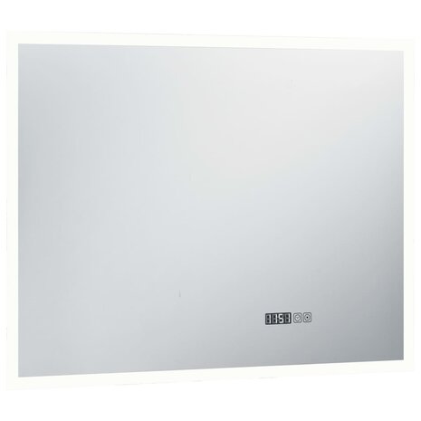Badkamerspiegel LED met aanraaksensor en tijdweergave 80x60 cm 4