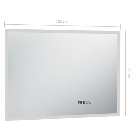 Badkamerspiegel LED met aanraaksensor en tijdweergave 100x60 cm 7