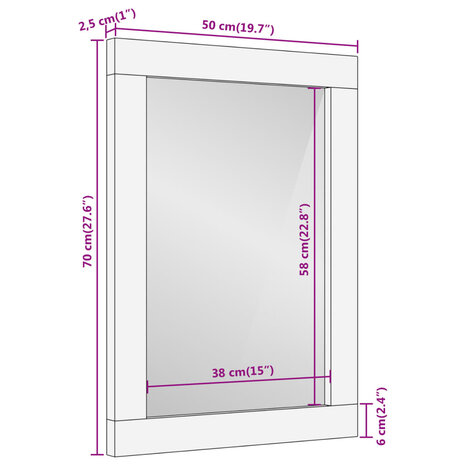 Badkamerspiegel 50x70x2,5 cm massief mangohout en glas 9