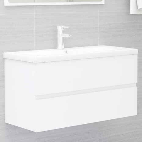 Wastafelkast 90x38,5x45 cm bewerkt hout wit 1