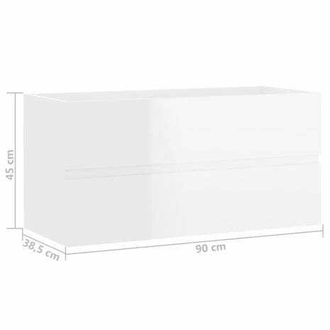 Wastafelkast 90x38,5x45 cm bewerkt hout hoogglans wit 7