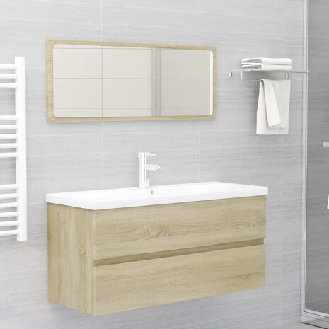 Wastafelkast 100x38,5x45 cm bewerkt hout sonoma eikenkleurig 3