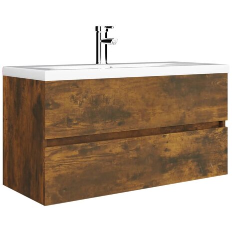 Wastafelkast 90x38,5x45 cm bewerkt hout gerookt eikenkleurig 4