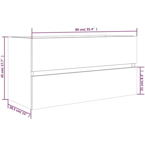 Wastafelkast 90x38,5x45 cm bewerkt hout gerookt eikenkleurig 9