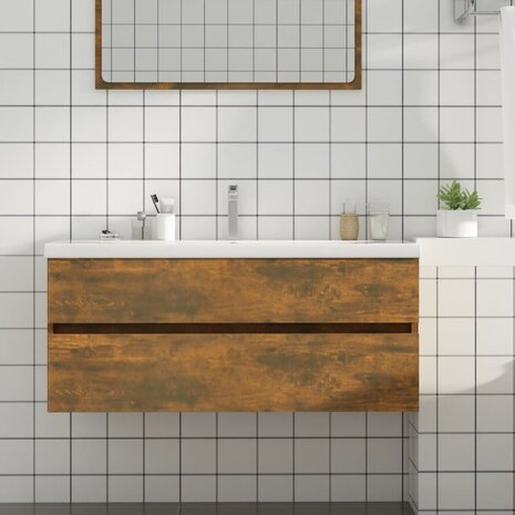 Wastafelkast 100x38,5x45 cm bewerkt hout gerookt eikenkleurig 1