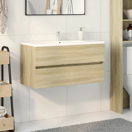 Wastafelkast 90x38,5x45 cm spaanplaat sonoma eikenkleurig 1