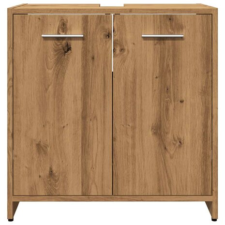 Wastafelkast 60x33x60 cm bewerkt hout artisanaal eikenkleurig 5
