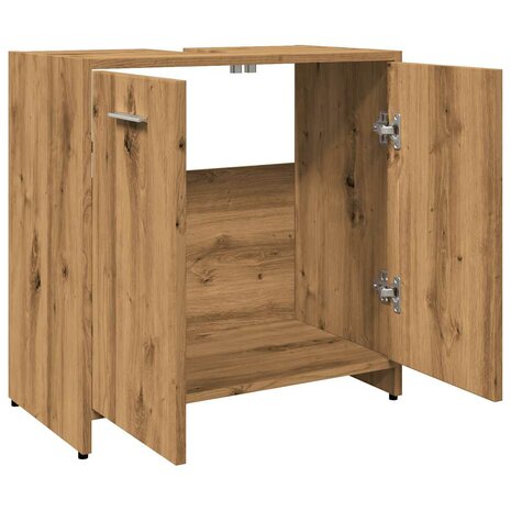 Wastafelkast 60x33x60 cm bewerkt hout artisanaal eikenkleurig 6