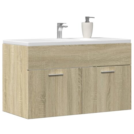 Wastafelkast 90x38,5x46 cm bewerkt hout sonoma eikenkleurig 1